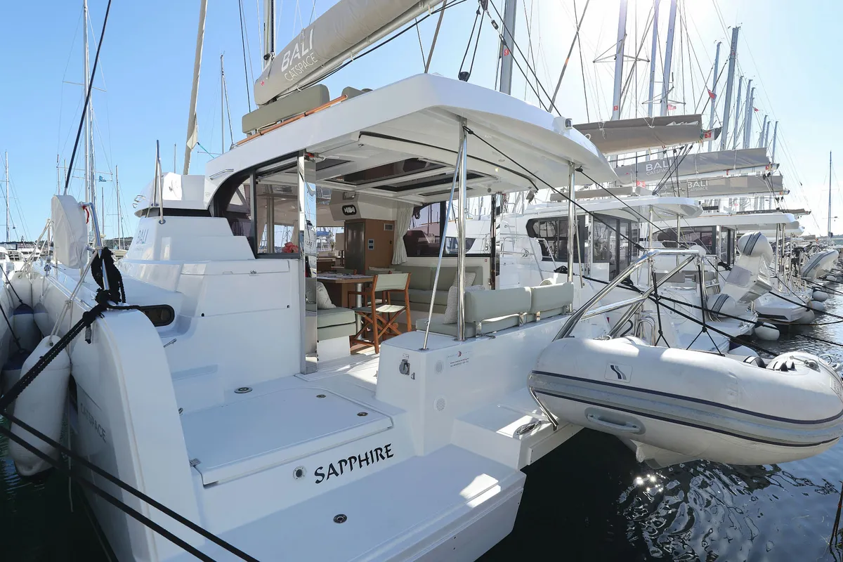 Sapphire, a Bali Catspace catamaran at Seget Donji, Croatia