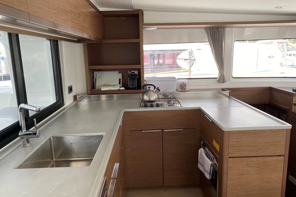 Galley of Puma IV, a Lagoon 46 catamaran at Alameda, United States