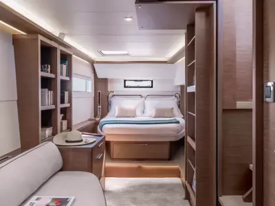 Cabin on Back To The Future, a Lagoon 46 catamaran at Marmaris, Turkey
