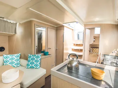 Galley of Hydros, a Beneteau Oceanis 41.1 sailboat at Rosignano Solvay, Italy