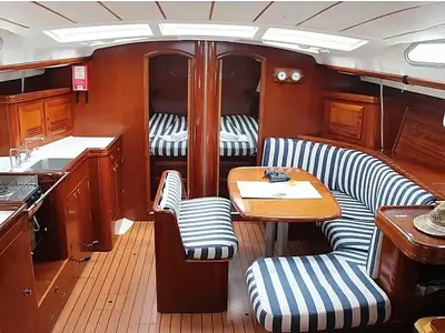 Salon of Pigasos, a Beneteau Oceanis Clipper 473 sailboat at Municipal Unit of Lefkada, Greece