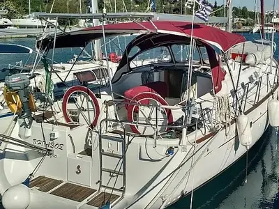 Exterior view of Pigasos, a Beneteau Oceanis Clipper 473 sailboat at Municipal Unit of Lefkada, Greece