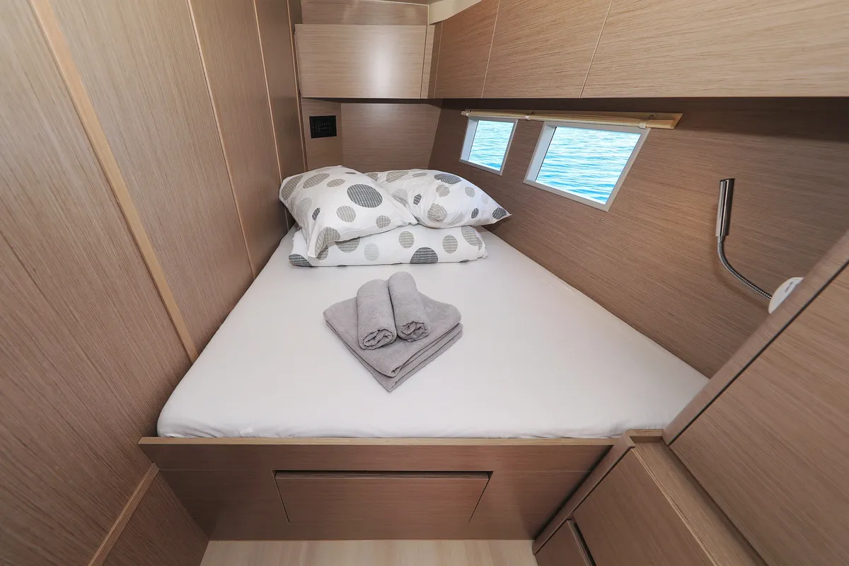 Cabin on Crusader, a Hanse 588 sailboat at Seget Donji, Croatia