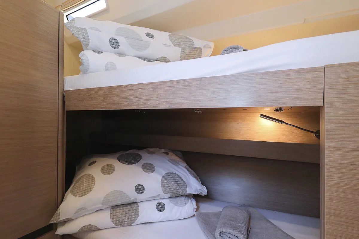 Cabin on Crusader, a Hanse 588 sailboat at Seget Donji, Croatia