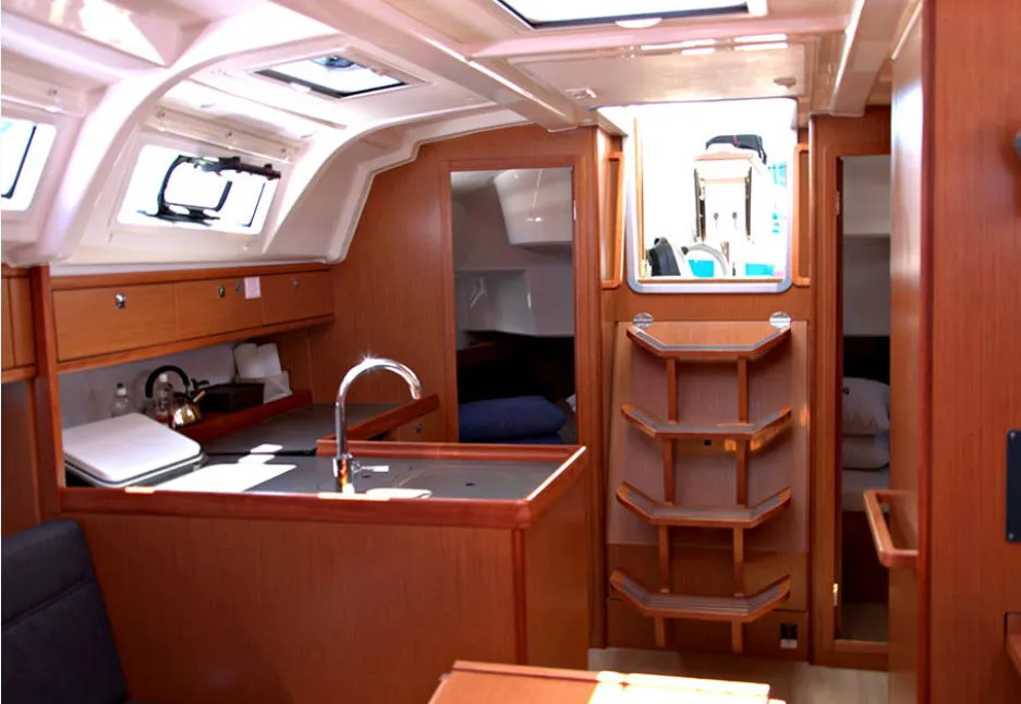 Galley of Anemos, a Bavaria 37 sailboat at Kontokali, Greece