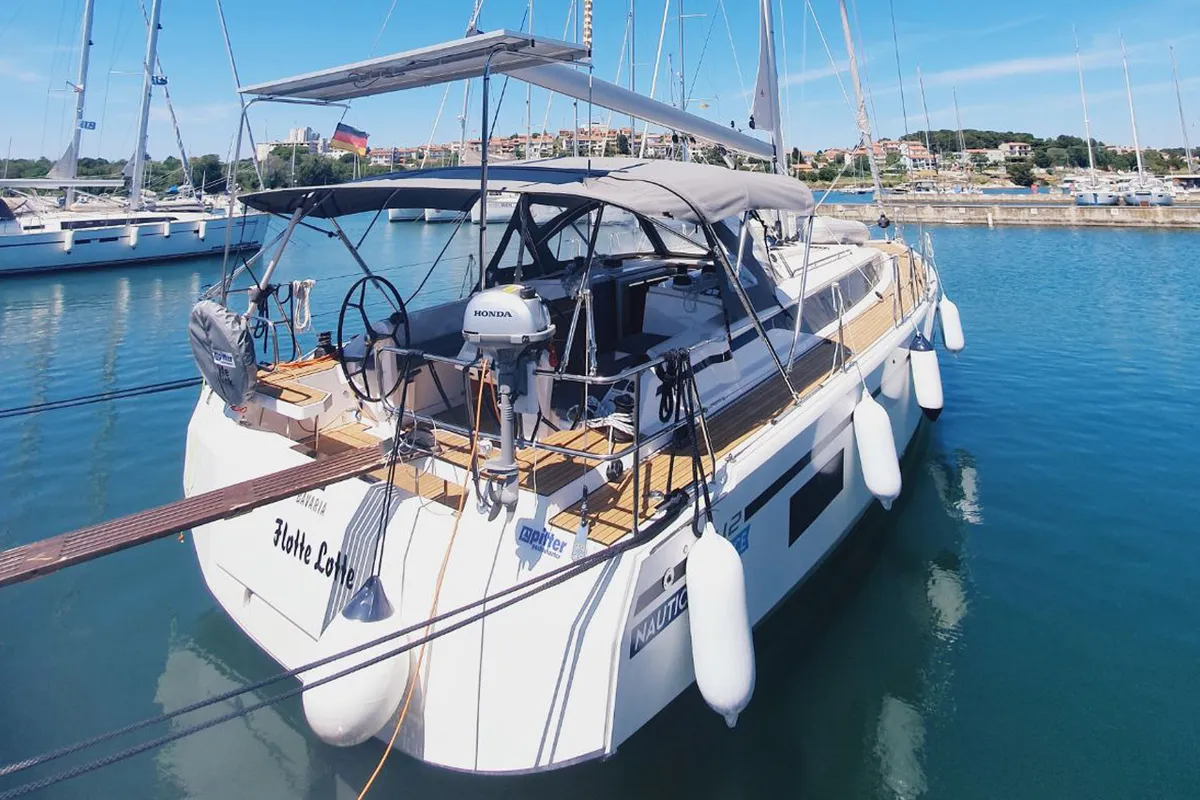 Exterior view of Flotte Lotte, a Bavaria C42 Style sailboat at Grad Pula, Croatia