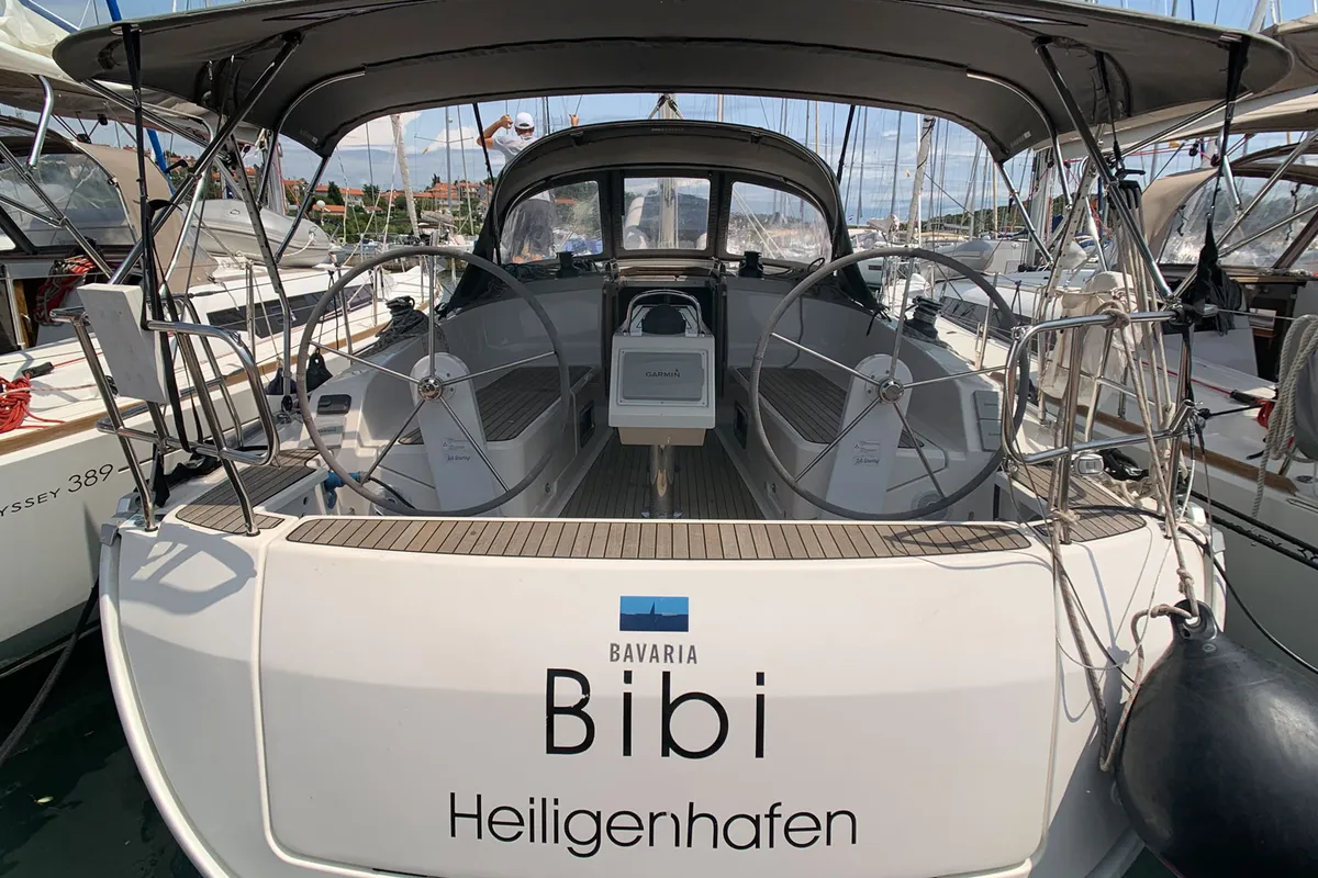 Cockpit of Bibi, a Bavaria Cruiser 37 sailboat at Grad Pula, Croatia