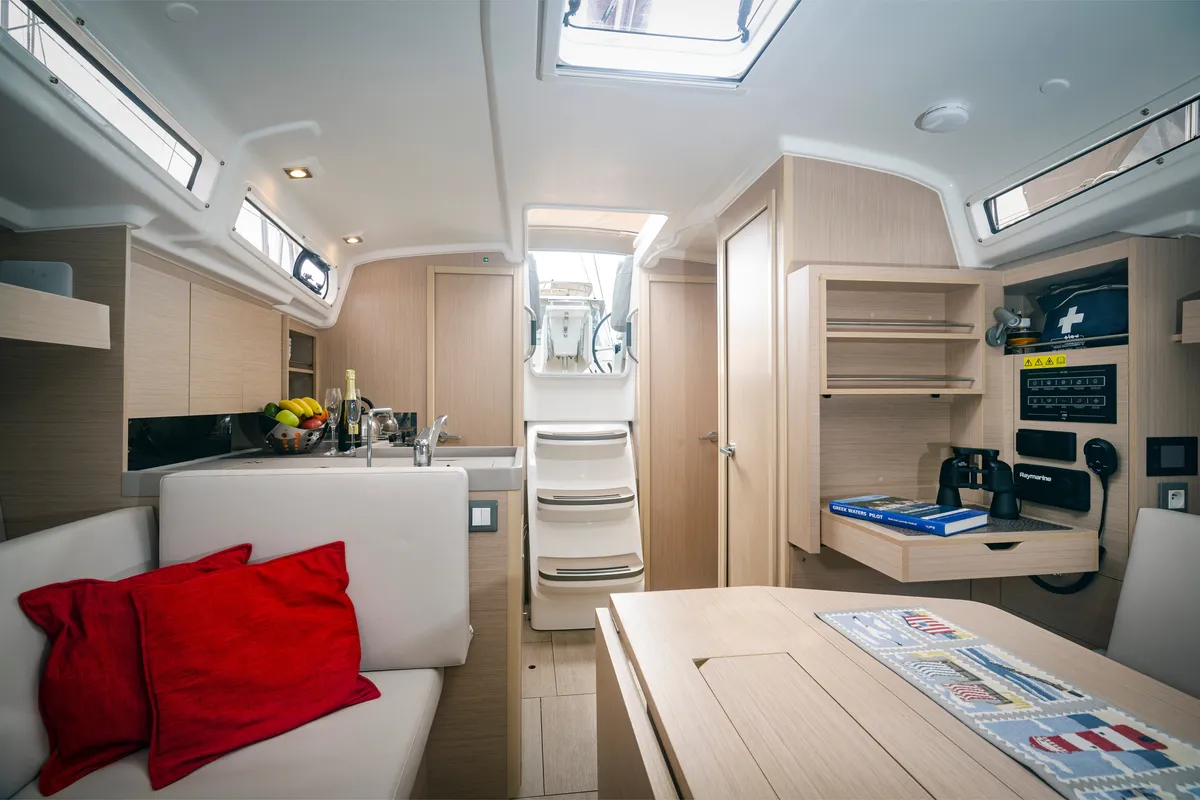 Salon of Pink Floyd, a Beneteau Oceanis 34.1 sailboat at Municipal Unit of Lefkada, Greece