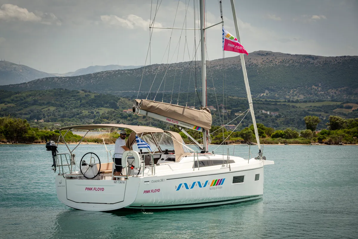 Exterior view of Pink Floyd, a Beneteau Oceanis 34.1 sailboat at Municipal Unit of Lefkada, Greece