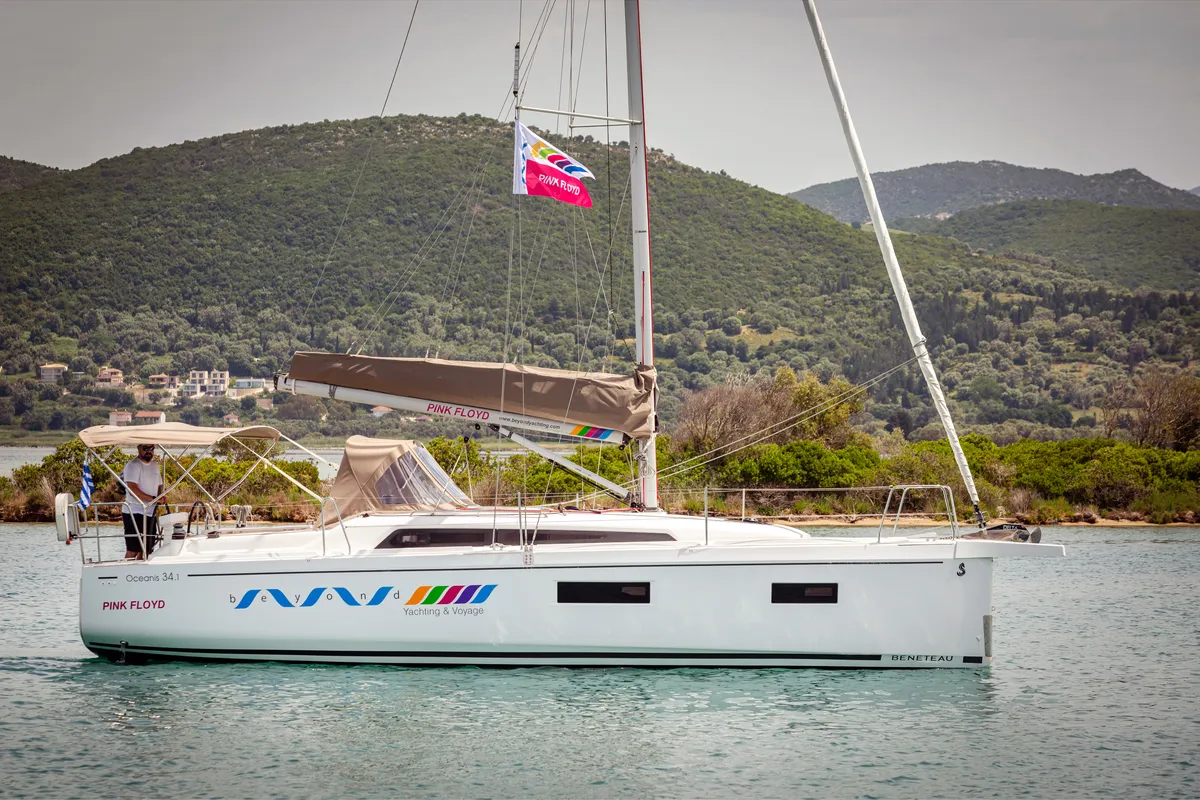Exterior view of Pink Floyd, a Beneteau Oceanis 34.1 sailboat at Municipal Unit of Lefkada, Greece