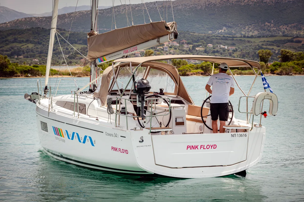 Exterior view of Pink Floyd, a Beneteau Oceanis 34.1 sailboat at Municipal Unit of Lefkada, Greece