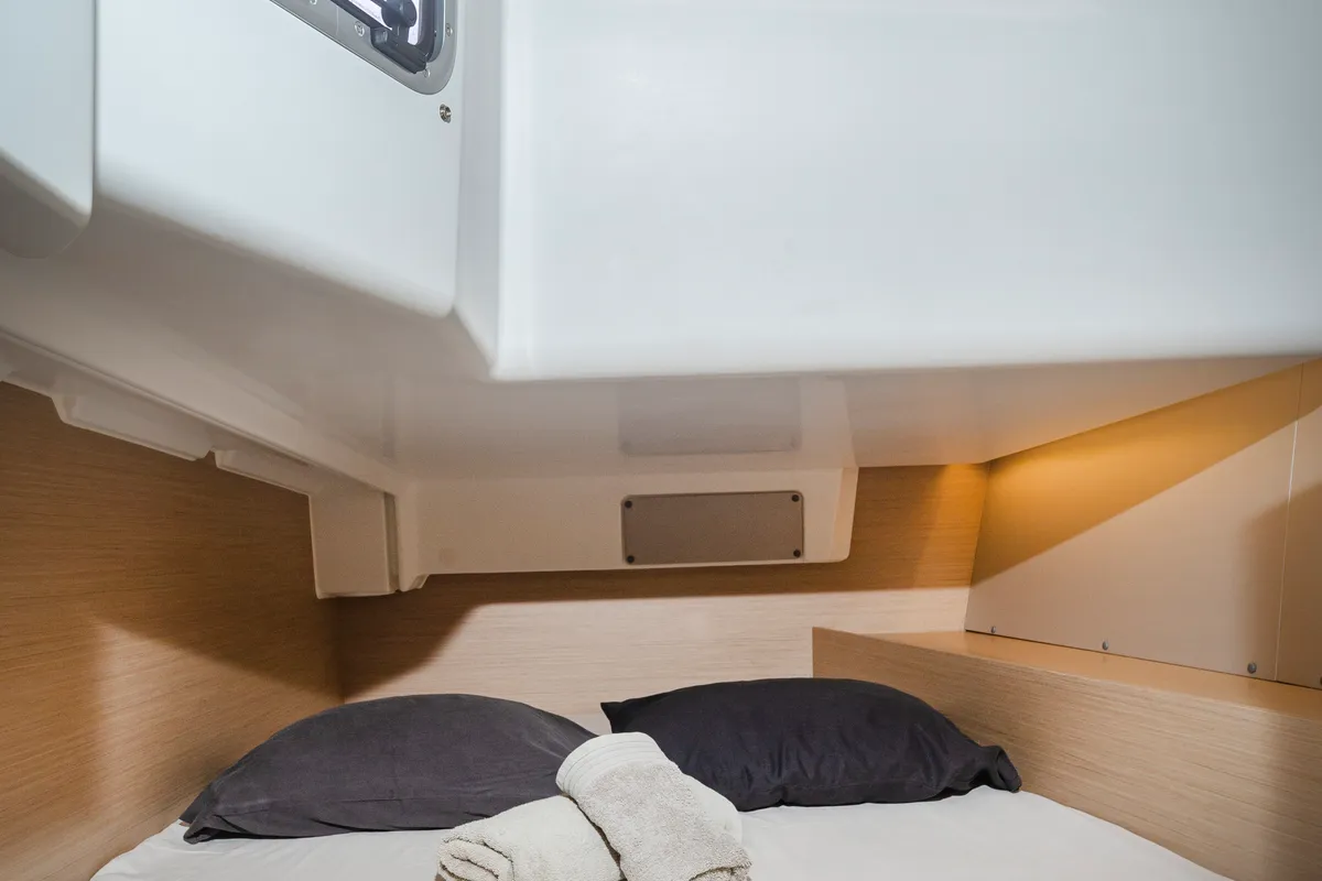 Cabin on Pink Floyd, a Beneteau Oceanis 34.1 sailboat at Municipal Unit of Lefkada, Greece