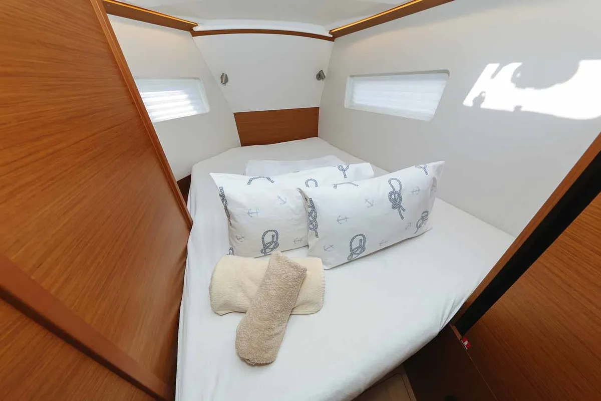 Cabin on Mymia, a Jeanneau Sun Odyssey 380 Performance sailboat at Grad Biograd na Moru, Croatia