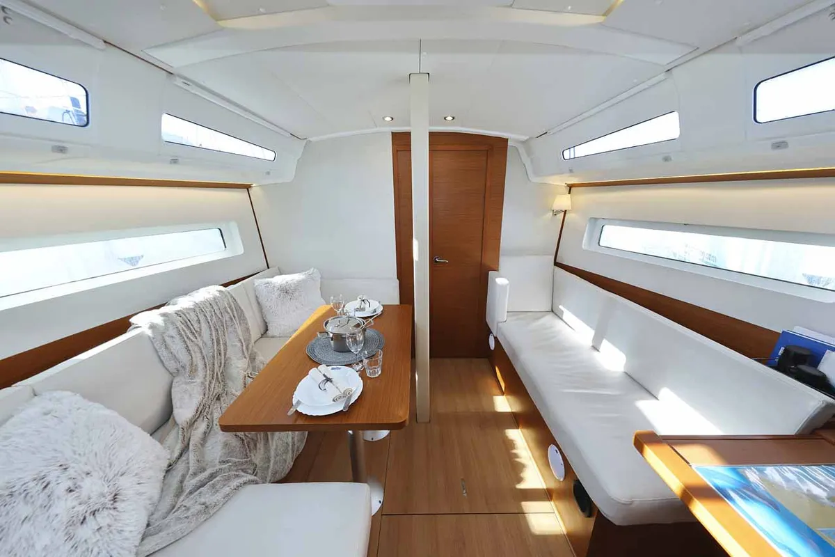 Salon of Mymia, a Jeanneau Sun Odyssey 380 Performance sailboat at Grad Biograd na Moru, Croatia