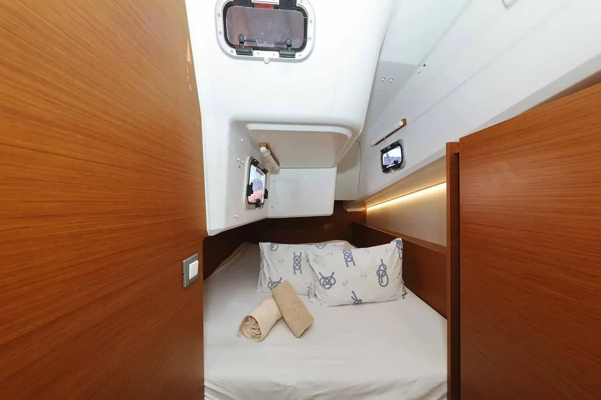 Cabin on Mymia, a Jeanneau Sun Odyssey 380 Performance sailboat at Grad Biograd na Moru, Croatia
