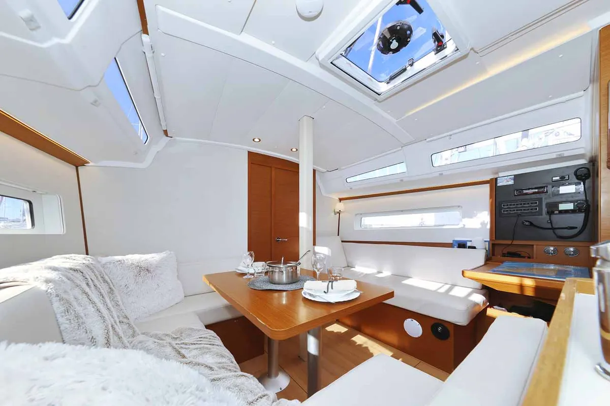 Salon of Mymia, a Jeanneau Sun Odyssey 380 Performance sailboat at Grad Biograd na Moru, Croatia