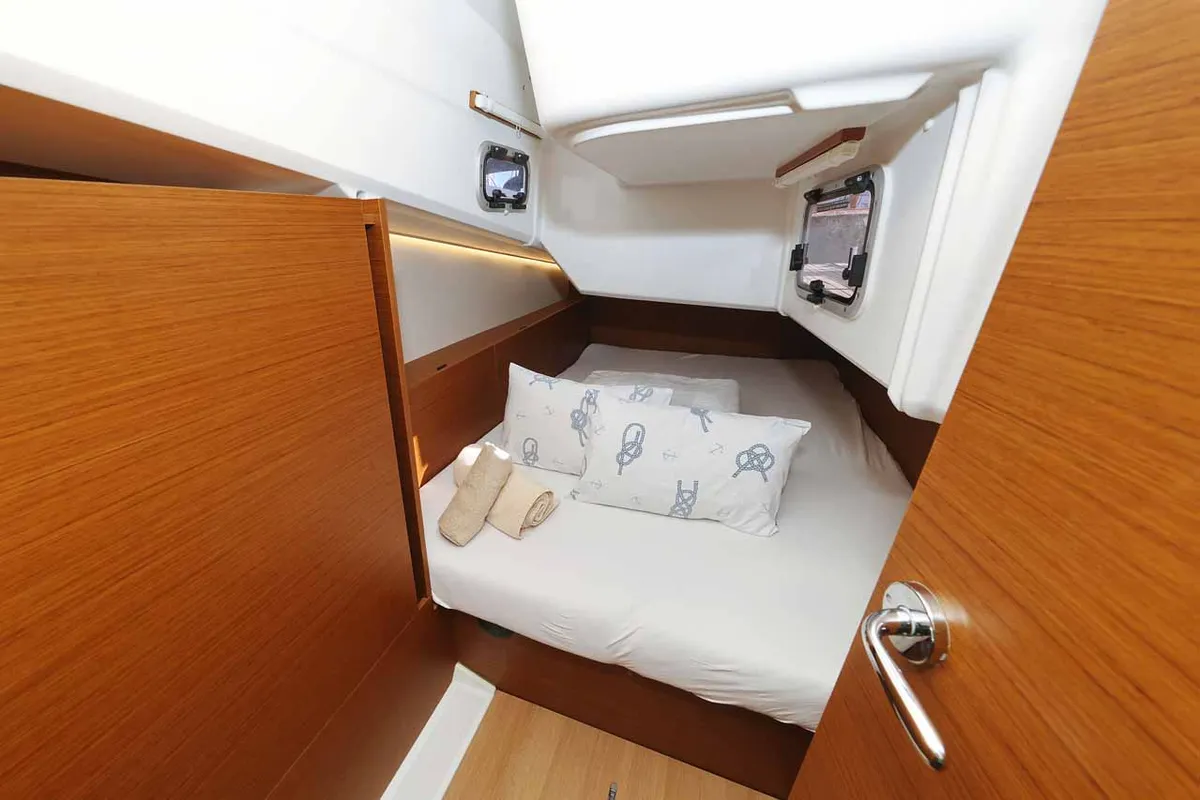Cabin on Mymia, a Jeanneau Sun Odyssey 380 Performance sailboat at Grad Biograd na Moru, Croatia