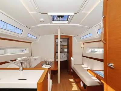 Salon of Mymia, a Jeanneau Sun Odyssey 380 Performance sailboat at Grad Biograd na Moru, Croatia
