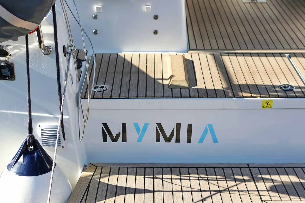 Deck of Mymia, a Jeanneau Sun Odyssey 380 Performance sailboat at Grad Biograd na Moru, Croatia