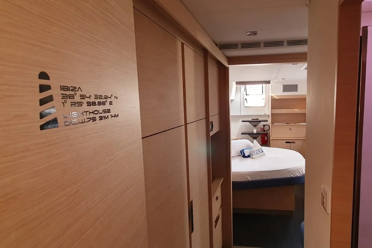 Cabin on Princess, a Fountaine Pajot Aura 51 catamaran at Seget Donji, Croatia