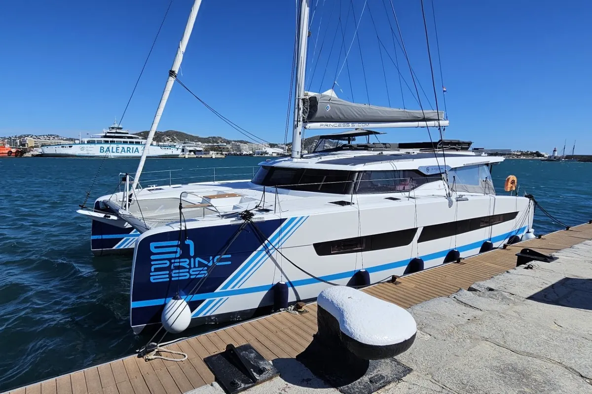 Exterior view of Princess, a Fountaine Pajot Aura 51 catamaran at Seget Donji, Croatia
