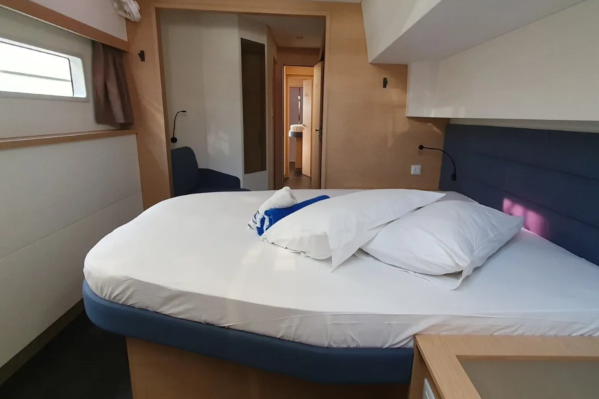 Cabin on Princess, a Fountaine Pajot Aura 51 catamaran at Seget Donji, Croatia