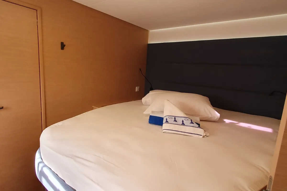 Cabin on Princess, a Fountaine Pajot Aura 51 catamaran at Seget Donji, Croatia