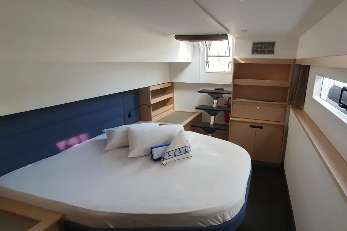 Cabin on Princess, a Fountaine Pajot Aura 51 catamaran at Seget Donji, Croatia