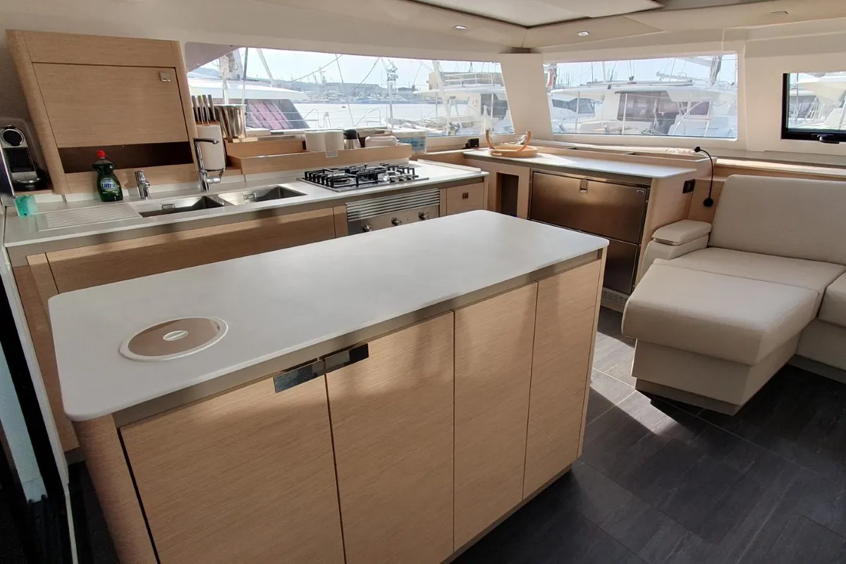 Galley of Princess, a Fountaine Pajot Aura 51 catamaran at Seget Donji, Croatia