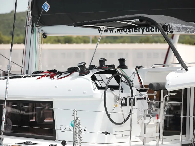 Cockpit of Scirocco, a Lagoon 400 S2 catamaran at Općina Sukošan, Croatia