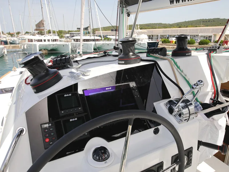 Cockpit of Scirocco, a Lagoon 400 S2 catamaran at Općina Sukošan, Croatia