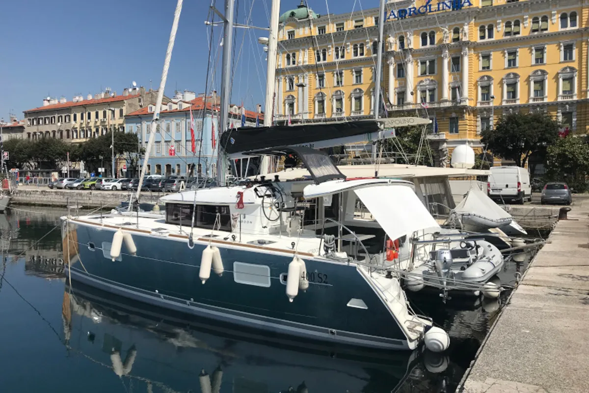 Exterior view of Scirocco, a Lagoon 400 S2 catamaran at Općina Sukošan, Croatia