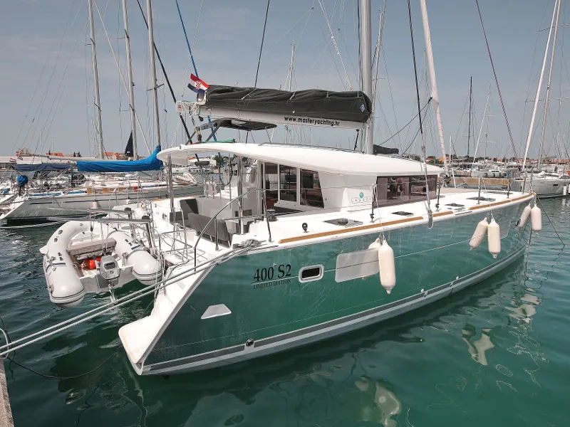 Exterior view of Scirocco, a Lagoon 400 S2 catamaran at Općina Sukošan, Croatia