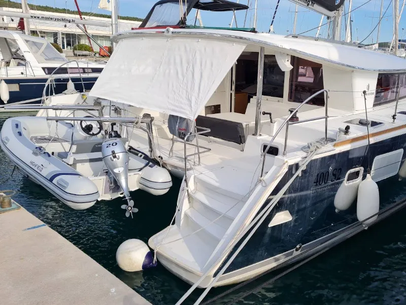Exterior view of Scirocco, a Lagoon 400 S2 catamaran at Općina Sukošan, Croatia
