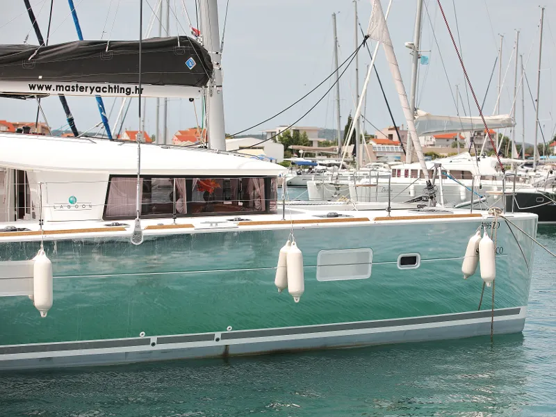 Exterior view of Scirocco, a Lagoon 400 S2 catamaran at Općina Sukošan, Croatia