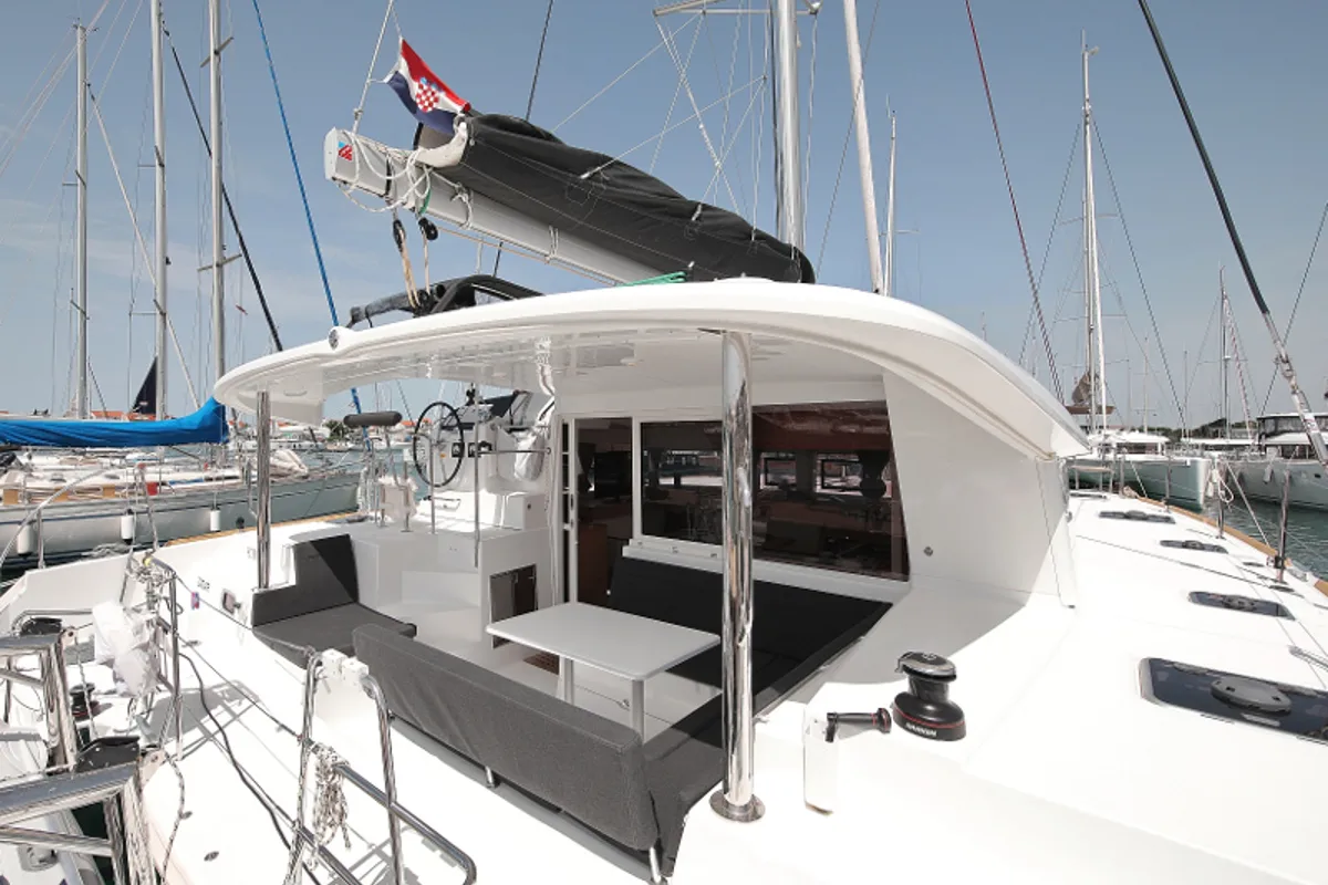 Deck of Scirocco, a Lagoon 400 S2 catamaran at Općina Sukošan, Croatia