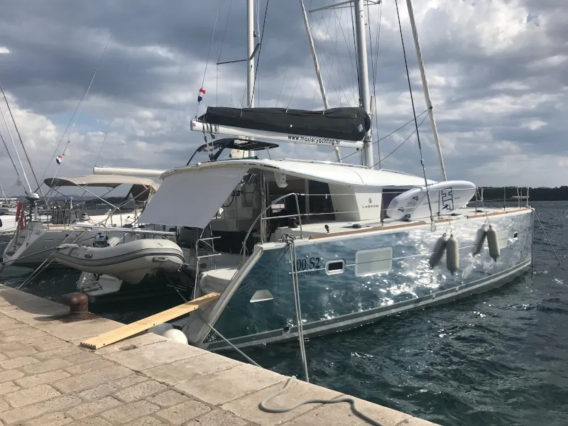 Exterior view of Scirocco, a Lagoon 400 S2 catamaran at Općina Sukošan, Croatia
