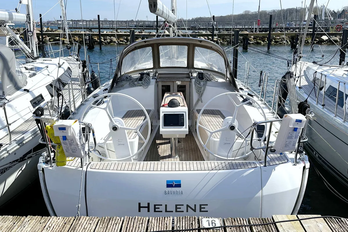 Cockpit of Helene, a Bavaria Cruiser 37 sailboat at Heiligenhafen, Germany