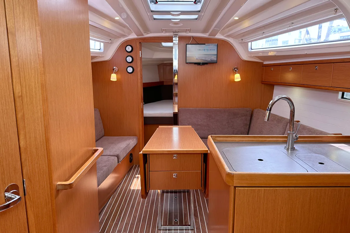 Salon of Helene, a Bavaria Cruiser 37 sailboat at Heiligenhafen, Germany