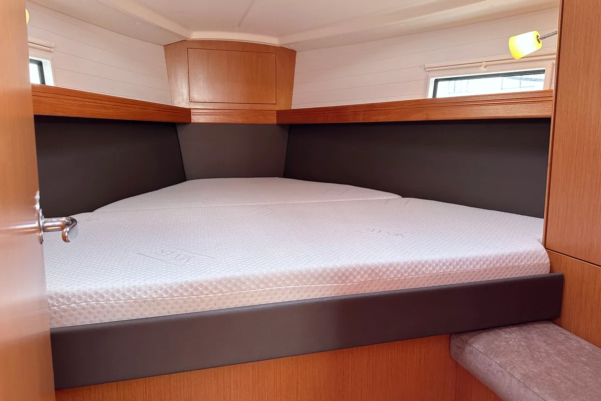 Cabin on Helene, a Bavaria Cruiser 37 sailboat at Heiligenhafen, Germany