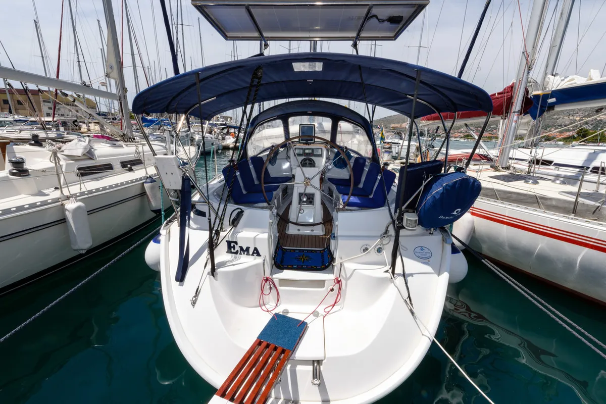 Exterior view of Ema, a Bavaria 36 sailboat at Grad Trogir, Croatia