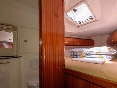 Ema, a Bavaria 36 sailboat at Grad Trogir, Croatia