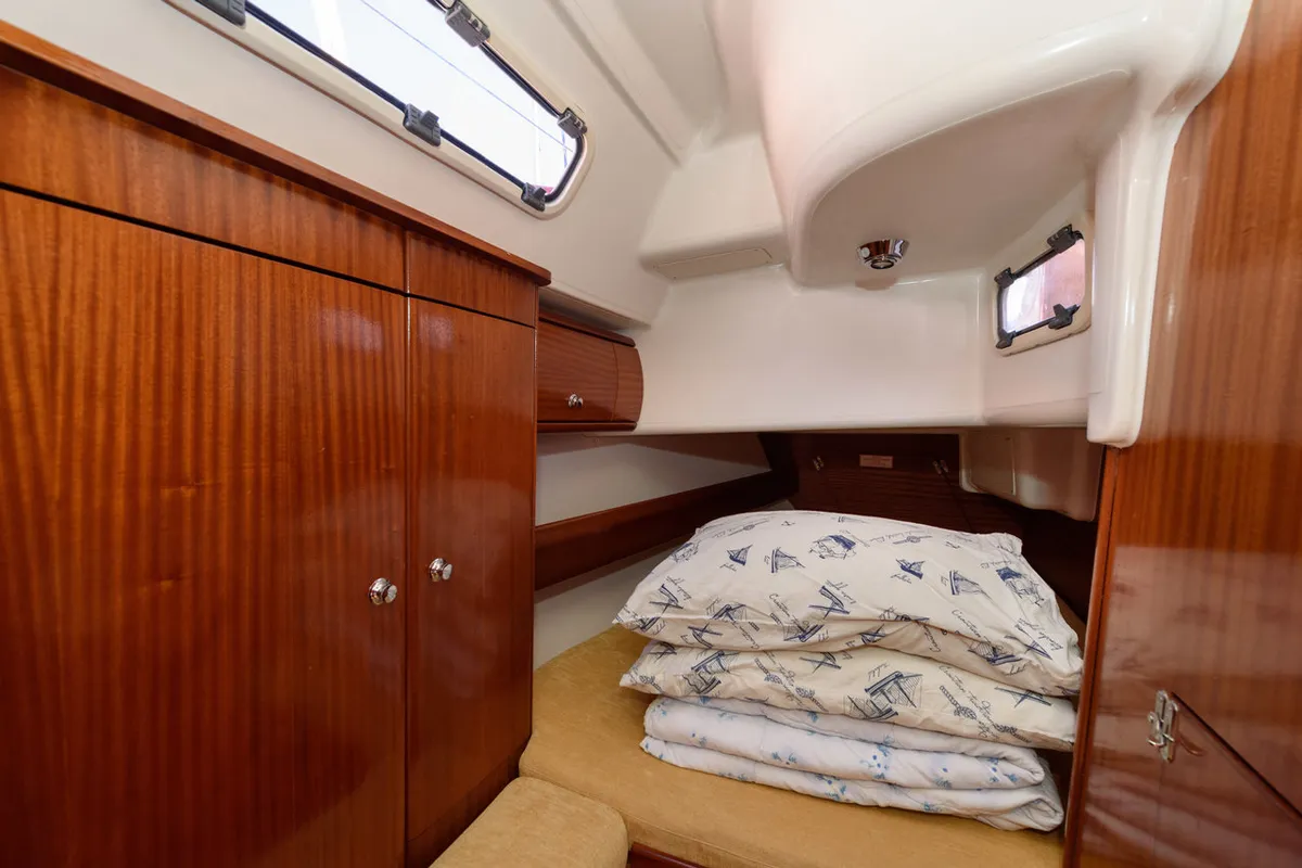 Cabin on Ema, a Bavaria 36 sailboat at Grad Trogir, Croatia