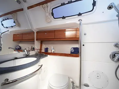 Head on Aruna, a Bavaria 46 Cruiser sailboat at San Miguel de Abona, Spain