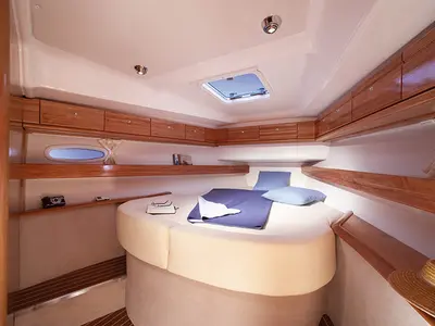 Cabin on Aruna, a Bavaria 46 Cruiser sailboat at San Miguel de Abona, Spain