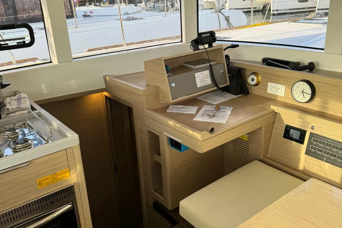 Cockpit of Ti-Bo III, a Lagoon 40 catamaran at Alameda, United States