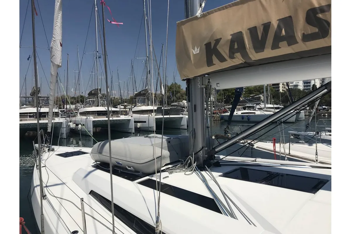 Deck of Kos 51.1, a Beneteau Oceanis 51.1 sailboat at Municipal Unit of Lefkada, Greece