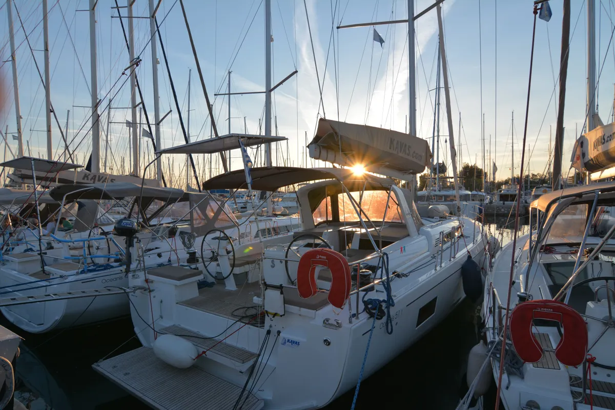 Exterior view of Kos 51.1, a Beneteau Oceanis 51.1 sailboat at Municipal Unit of Lefkada, Greece