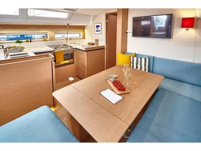Galley of Te Amo, a Jeanneau Sun Odyssey 490 sailboat at Marmaris, Turkey