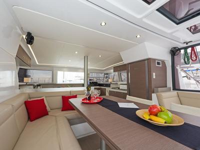 Salon of Golden Waters, a Bali 4.1 catamaran at Port of Avdira, Greece